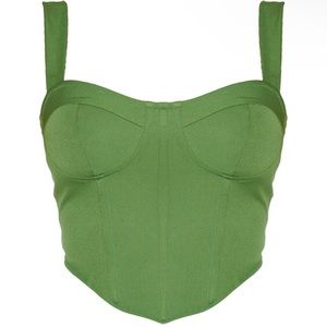 NEVER WORN Khaki Woven Corset Crop Top